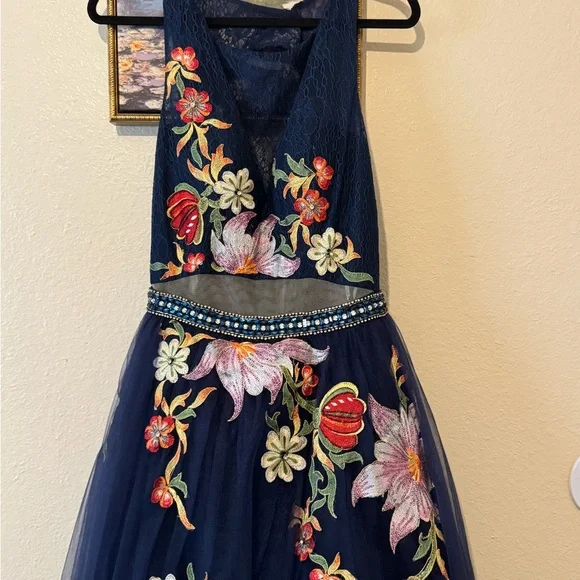 PROM ✨Rachel Allan Blue Halter Sleeveless Gown for Prom - Picture 3 of 14